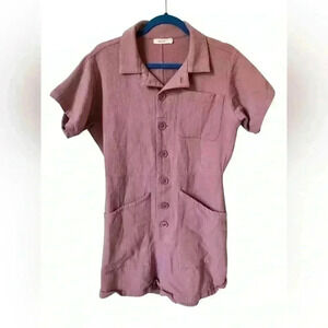 Mod Ref Utility Cotton Romper Mauve Pink